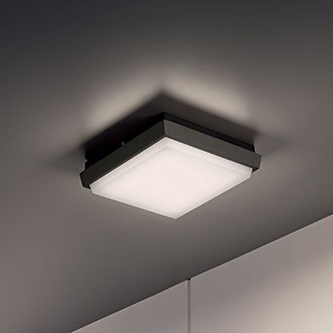 Alu Lampada da Parete e Soffitto in Alluminio Presso-fuso Grigio Scuro 10W LED IP54 3000K 1249 Lumen, Design Moderno Quadrato 17.5x17.5x4.5 cm