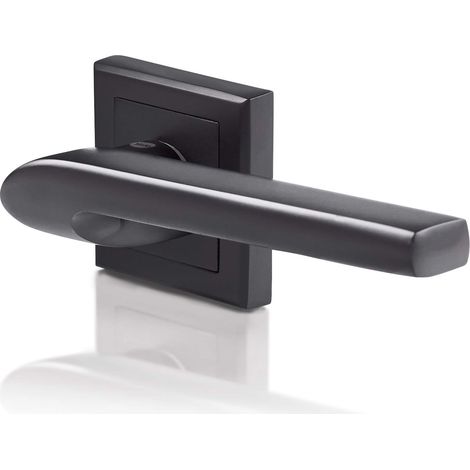 Yale Coppia di Maniglie per porte Siena, con chiusura privacy 35-ZR-8x8-A002WC5611 finitura nera opaca, fissaggi inclusi (1/4)