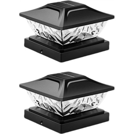 Fence lights, solar streetlights, waterproof LEDs, dual lighting mode, outdoor lighting for gates, gardens, patios, landscapes and walkways, 14.8 x 14.8 x 9.4 cm, 2 pieces (1/5)