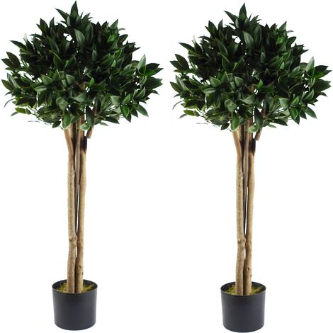120cm Pair of Bay Tree Laurel UV Resistant Outdoor Topiary (1/3)