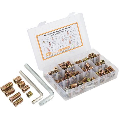 Metric Threaded Insert, 122 Pieces in Galvanized Steel, Female/Male Thread, for Furniture, Cabinet (1/5)