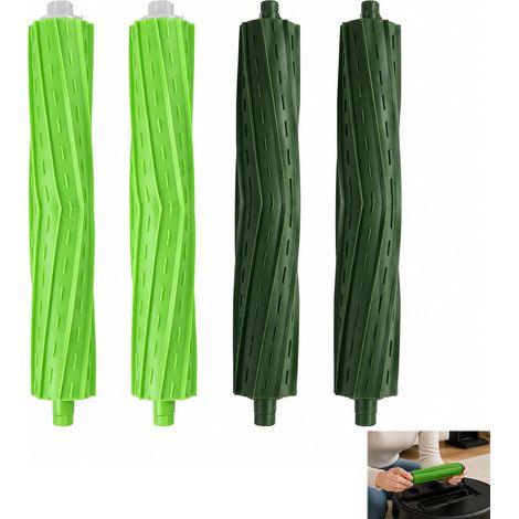 Lot de 2 brosses à rouleaux de rechange compatibles, rouleaux en caoutchouc pour poils, poussière, bords et sols variés (1/5)
