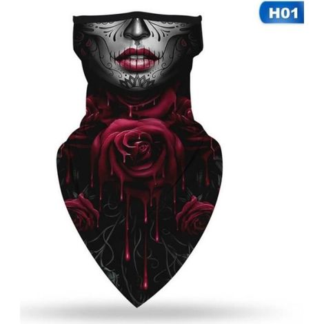 Couleur H09 Cagoule magique pour Couple, crâne d'halloween, cache-tête, Bandana, oreilles, soie glacée, écharpe de tête de vélo, c (1/4)