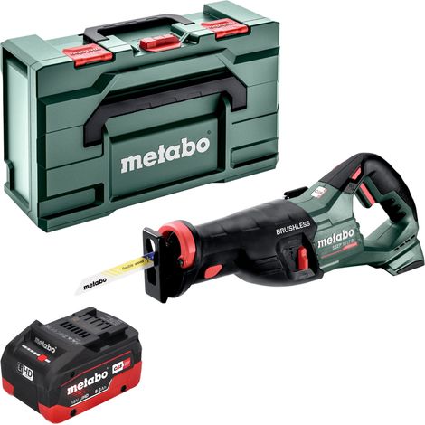 Metabo SSEP 18 LT BL sega alternativa a batteria 18 V 32 mm brushless + 1x batteria LiHD 8,0 Ah + metabox - senza caricabatterie