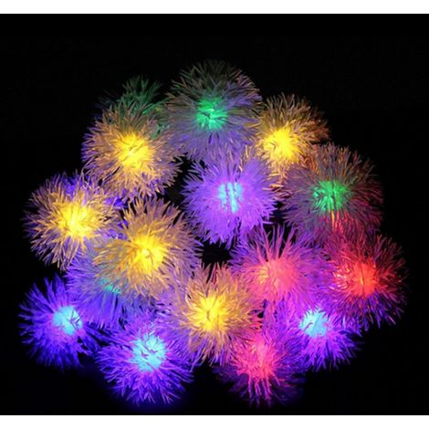 Couleur LED Boule Poilu Guirlande Lumineuse Jardin Décoration De Jardin Jour De Noël Extérieur étanche Boule à Neige Lumières (USB,3mètres 20LED)