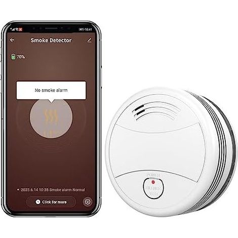 Intelligenter WLAN-Rauchmelder mit 10-Jahres-Batterie, austauschbarer Batterie, EN14604, 85 dB Alarm, Feuer kompatibel mit der Tuya/Smart Life App Pa-443w-1 - (1/5)