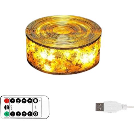 Ruban Lumineux De Noël - 10 M - 100 Led Intégrées - Largeur 5 Cm - Avec Télécommande Et Boîtier Pile - Pour Arbre De Noël Décoration Intérieure Extérieure (1/5)