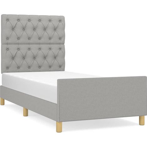 Lit adulte pour 1 personnes avec tête de lit, Structure de lit, Assemblage Facile, Gris clair 80x200 cm Tissu OIB6491E (1/5)