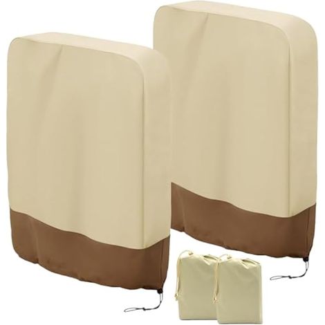 Zero Gravity – Lot de 2 housses de chaise d'extérieur pliantes, imperméables et résistantes à la poussière avec sac de rangement (82 x 20 x 93 cm (l x P x H), beige) (1/5)