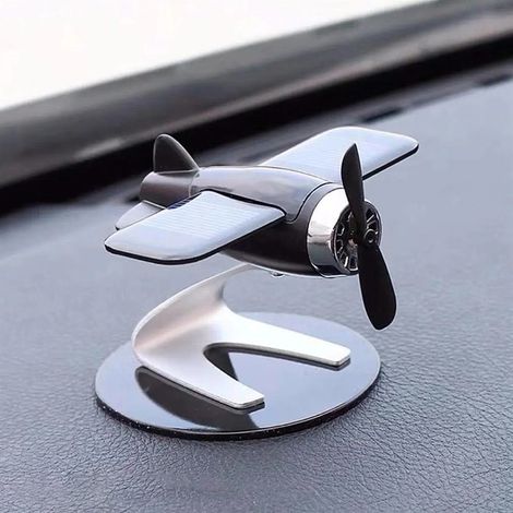 Flugzeug-Armaturenbrett-Dekor, Solar-Dreh-Auto-Lufterfrischer, Aromadiffusor, Duftaltar, Büro, Zuhause, Schwarz (1/4)