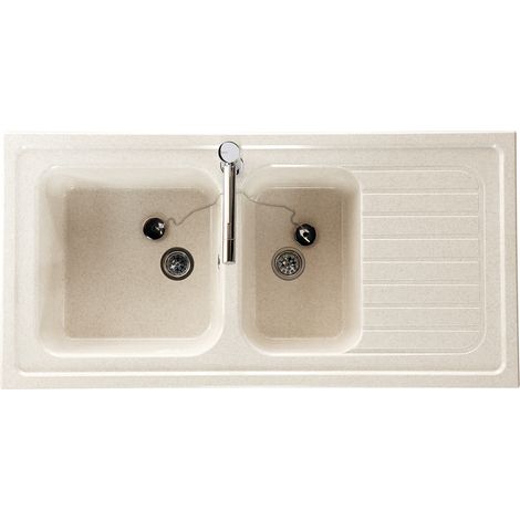 CAREA - Concept meuble + évier NORMANDIE 120 à poser – 2 cuves – Minéral CAREA®
