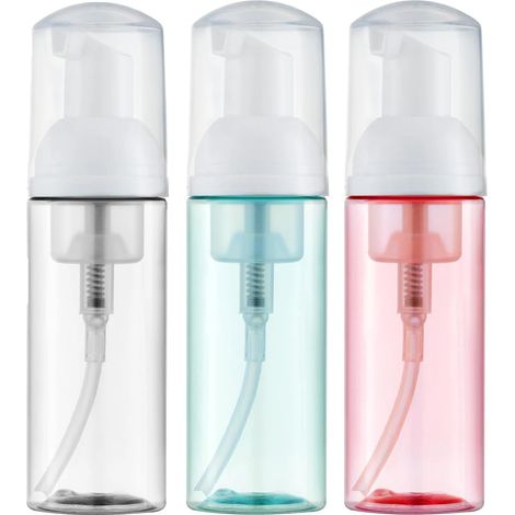 (3 pièces - Chine continentale) 3 flacons pompe à mousse, distributeurs de savon mousse de voyage, petits formats, vides, en plastique transparent, recharges de savon pour les mains (1/5)