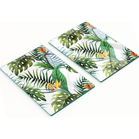 Pannelli decorativi multifunzionali in vetro con fiori tropicali, 2x40x52 cm (1/5)