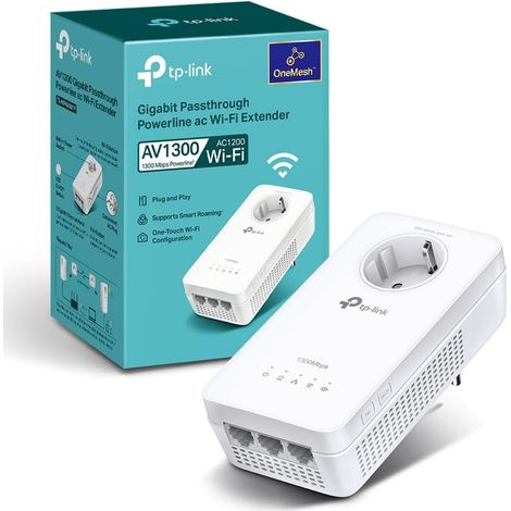 1 Adaptateur Secteur CPL WiFi AV1300, 3 Ports Ethernet Gigabit, Bi-Bande AC1200, OneMesh, Pour Maison