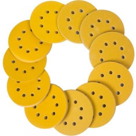 Dischi abrasivi da 125 mm, dischi abrasivi da 110 mm per levigatrici, platorelli rotondi a 8 fori, grana 60/80/100/120/150/180/240/320/400/600/800 per levigatura, lucidatura e rimozione della ruggine.