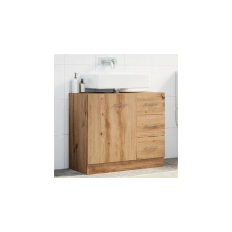 Armoire d'évier chêne artisanal 63x30x54 bois d'ingénierie