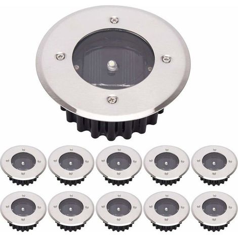 10 pcs Lampes solaires encastrées, LED blanc froid, IP65 étanche, pour allée jardin terrasse (1/5)