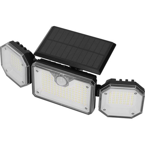 Lampadaire Solaire Extérieur Détecteur Mouvement 3 Têtes Sécurité IP65 Étanche Télécommande Allée Clôture (1/5)