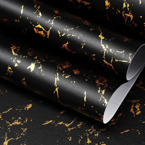60CMx5M Revetement Adhesif Plan de Travail Table Cuisine Papier Adhesif Marbre Noir et Or Amovible Papier Adhesif pour Meuble Chambre Noir Marbre Papier Peint Adhesif Mural Cuisine Noir et Or (1/5)