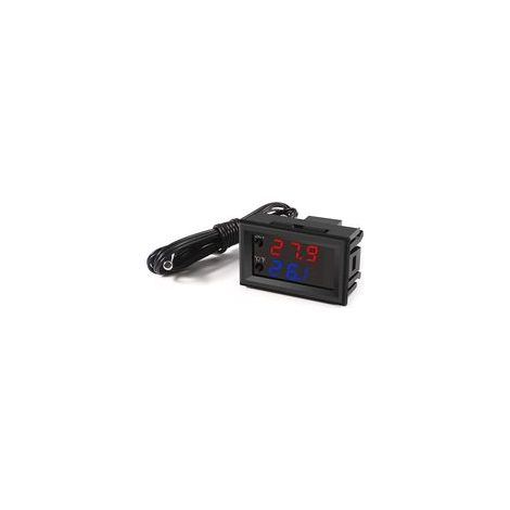 Regulador de temperatura DC 12V programable -50110℃, monitor de pantalla LED rojo/azul, módulo de control de termostato de calentamiento/refrigeración con sonda de captura de agua NTC 10K