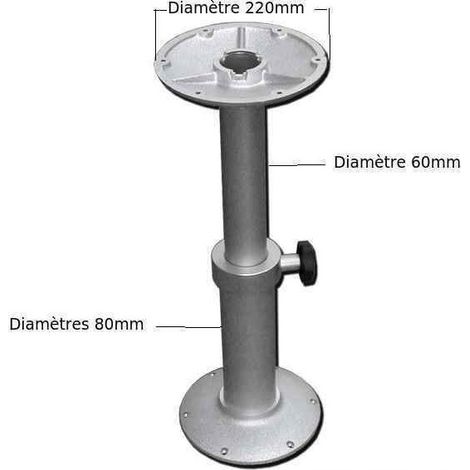 Imline – Pied de table télescopique pour camping-car et caravane – Hauteur réglable 360-760 mm – Système de fixation par vis – Débattement 300 mm (1/2)