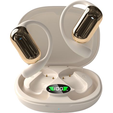 Casque à conduction osseuse MDUG à dos ouvert - Son clair et puissant - Batterie haute capacité 500 mAh - (Beige) (1/5)