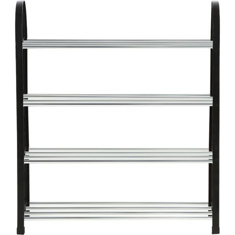 tagère à chaussures sur pied en plastique et aluminium, étagère de rangement pour chaussures, organisateur de maison à 4 niveaux (1/5)