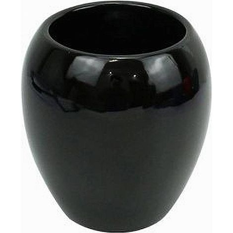 Cleafe - Bicchiere Portaspazzolini Ceramica Nero Moderno Accessorio Arredo Da Bagno 79249 - (1/2)