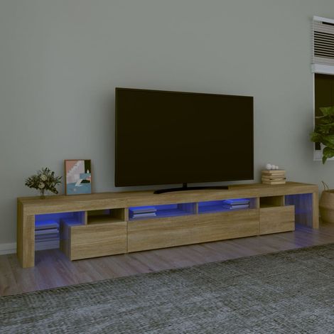 Furniture Limited - Meuble TV avec lumières LED Chêne sonoma (1/5)