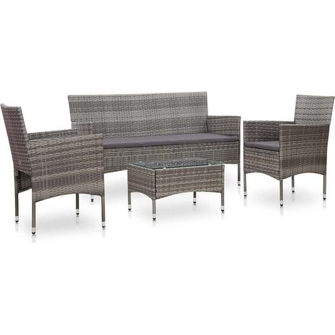 vidaXL Set Divani da Giardino 4 pz con Cuscini in Polyrattan (1/5)