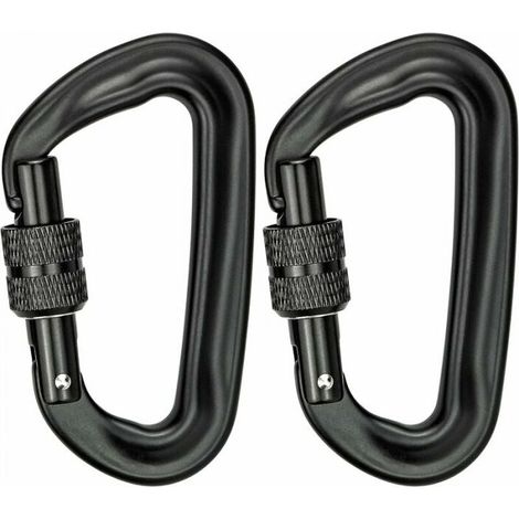 2Pcs Climbing Carabiner 12KN (1200KG) Heavy Duty Aluminum Carabiner D Shape Locking Carabiner for Hammocks Yoga Swing Camping Keychain Lock Dogs (1/4)