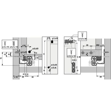 Hettich – Coulisse pour tiroir à billes Quadro V6 Silent System – Charge 30 kg – Longueur 450 mm – Montage enfichable – Acier zingué