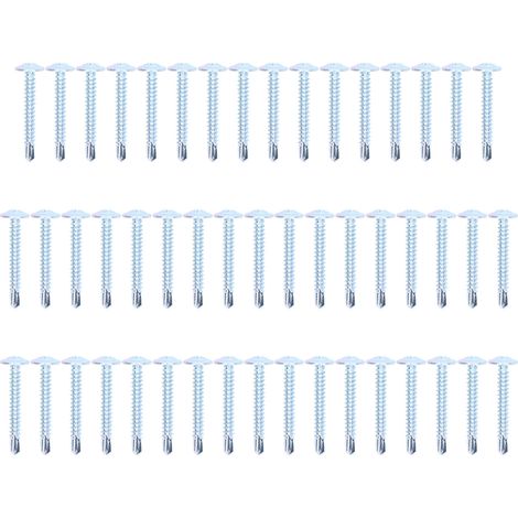 50 verzinkte selbstbohrende Schrauben aus Kohlenstoffstahl, Kreuzschlitzkopf, inklusive Unterlegscheibe, 4,2 x 32 mm, 50er-Packung