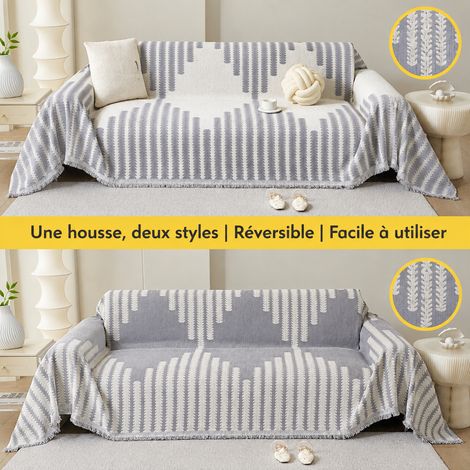 Housse jeté de canapé en chenille 4 saisons gris, 180180cm adapté pour grand fauteuil individuel, plaid protecteur antidérapant, 50 × 30 × 8 cm, 1,8 kg – Livraison gratuite (1/5)