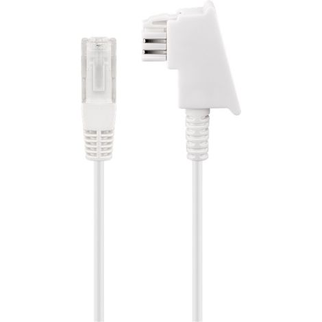 Goobay 60677 Cable de router, cable telefónico, cable de conexión para DSL/ADSL/VDSL, enchufe TAE-F a enchufe RJ45 (8P2C), blanco