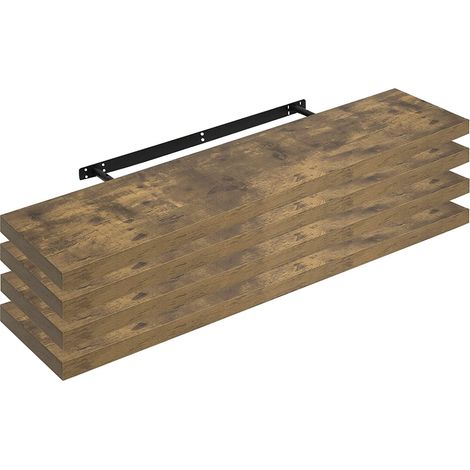 Woltu – Étagère murale flottante lot de 4 – Dimensions 120x23x3,8cm – Charge max 10kg – MDF écologique marron rustique – RG9315HOV4 (1/4)