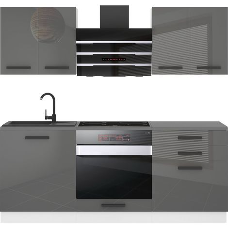 Belini Cuisine Equipee Complete Mary Muebles de Cuisine Complets - 180 cm. Cuisine Complete avec Plan de Travail, Rouge très Brillant (1/4)