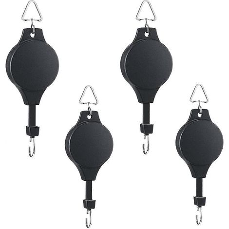 Lot de 4 poulies rétractables pour plantes, crochets et suspensions réglables pour plantes, paniers à fleurs suspendus. (1/5)
