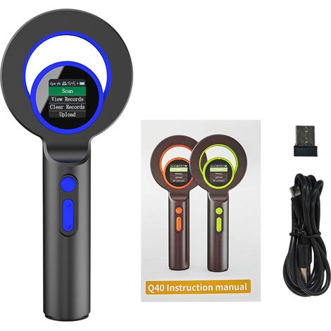 Lecteur de puces électroniques pour animaux, lecteur d'identification portable, connexion Bluetooth USB 2.4G, capacité de stockage de 240 puces, écran OLED 134,2 kHz. (1/5)