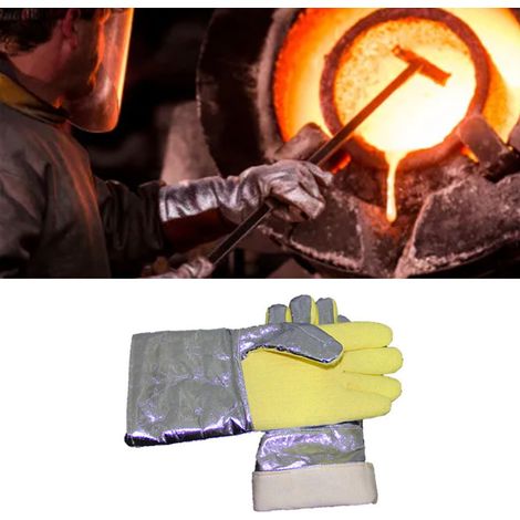 Gants Anbelli ABL-S521 résistants aux hautes températures (500 °C), dos en aluminium, isolation thermique et protection contre les brûlures, gants en aramide pour la métallurgie de l'acier, gants de b (1/5)
