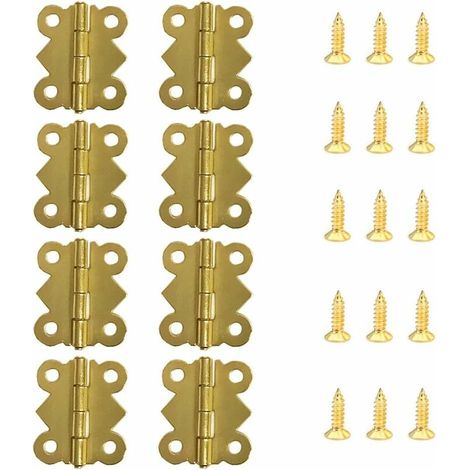 Green Mobility-Charnière pour meuble,50 Pièces Charnières Mini Papillon Charnières Laiton Rétro avec 200 pièces Vis de remplacement (20x 17mm) (1/4)