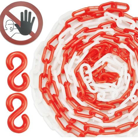 5 mètres (16,4 pieds) chaîne en plastique barrière de chaîne en plastique avec 2 pièces aucune personne non autorisée autorisée au-delà de ce signe de point et boucle en S (1/5)
