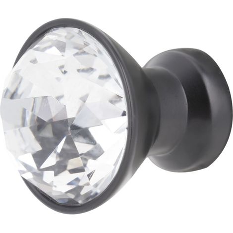 4 pièces. Boutons d'armoire en cristal 30mm, boutons de tiroir d'armoire à trou unique, poignées de traction (noir) (1/5)