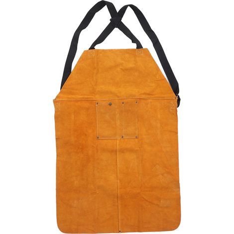 Tablier de soudage en cuir à bretelles ajustables, ignifuge et anti-éclaboussures pour travaux de découpe. (1/5)
