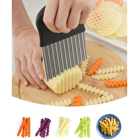 Coupe-frites ondulées pour légumes et fruits - Réalisez des frites ondulées, noir, 1 pièce