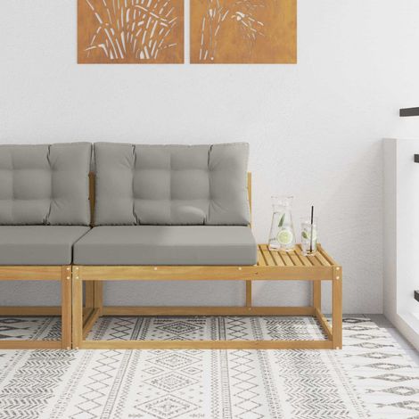 Canapé d'angle d'extérieur en bout de jardin en bois d'acacia massif Blanc 115 x 83 x 73 cm - PANGIVO (1/5)