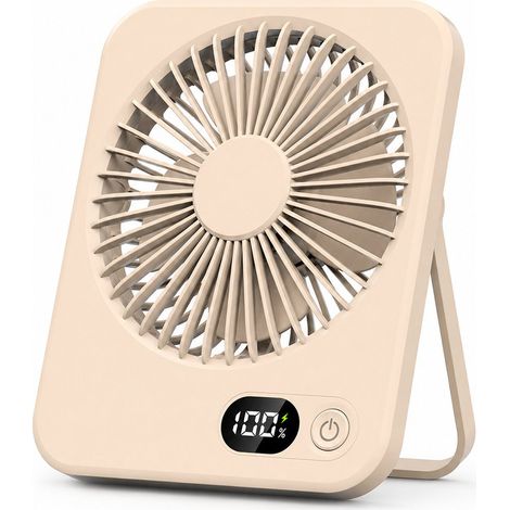 YYV USB-Tischventilator, wiederaufladbarer USB-C-Tischventilator, Mini-Tischventilator, tragbar, faltbar, leise, mit LED-Anzeige, leistungsstarke Kühlung, 180° verstellbar, kleiner Ventilator fürs Bür