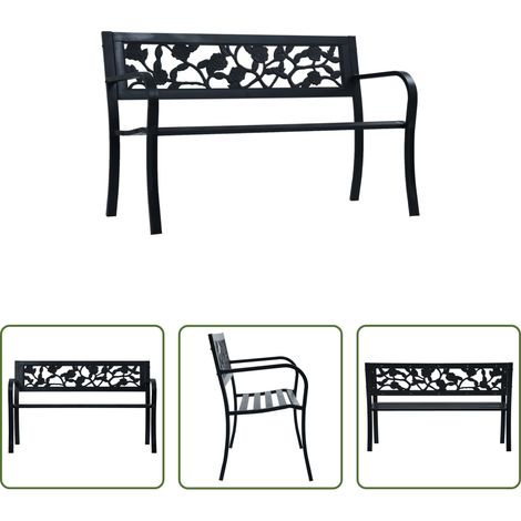 Vintage Gartenbank - Gartenbank 125 cm Schwarz Stahl (1/5)