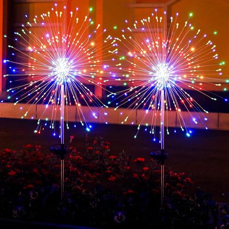 Lot de 4 guirlandes lumineuses solaires à LED pour créer une nuit magique, guirlandes lumineuses étanches pour jardin, terrasse, Noël, mariage romantique et décoration de fête (colorées) (1/4)