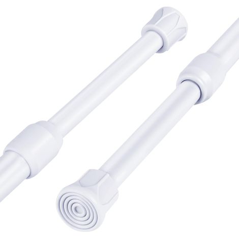 Tringle Rideau Extensible, 2 Pièces Tringle à Rideau Flexible et Réglable, S'étend et Se Rétracte Sans Perçage, pour Les Fenêtres, Armoires, Penderies, Douches, Blanc, 40-70cm (Blanc) (1/5)